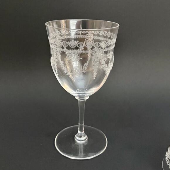 Set of 2 Vintage/Antique Optic Water Glasses Czechoslovakia 1927 Floral - Picture 2 of 9